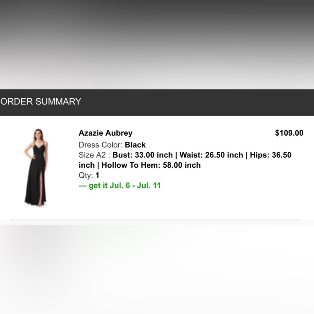 Azazie Aubrey Black Chiffon Bridesmaid Dress Size A2